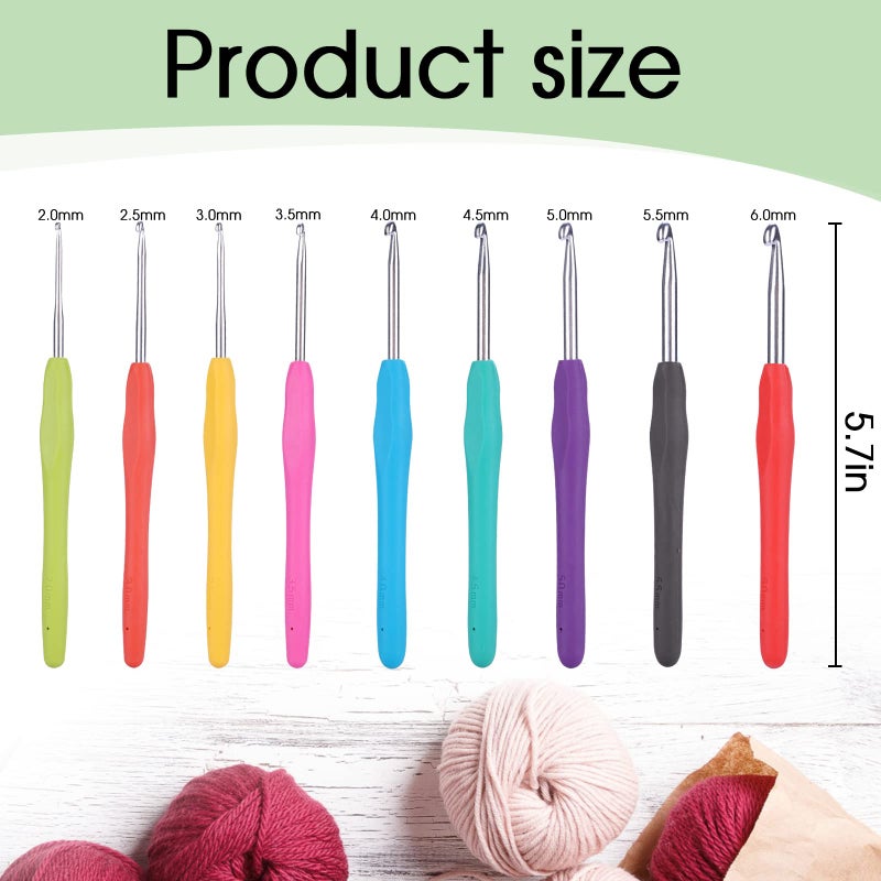 Ruidi 9 Types of Extended Ergonomic Crochet Hooks 2mm-6mm - Image 2
